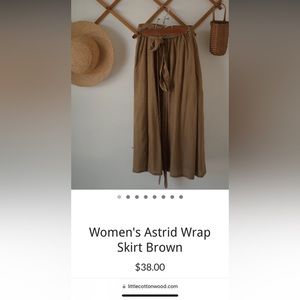 NWT Little cottonwood linen brown wrap skirt size medium